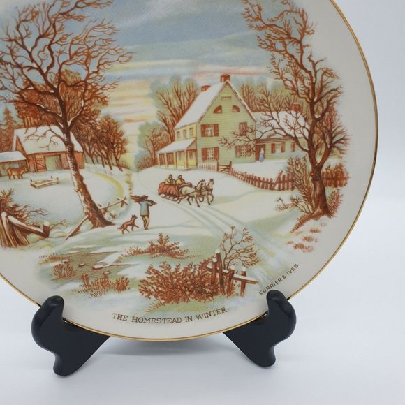 Currier and Ives Collector Plate 1987 The Homestead In Winter Vintage Decorative - Picture 3 of 9